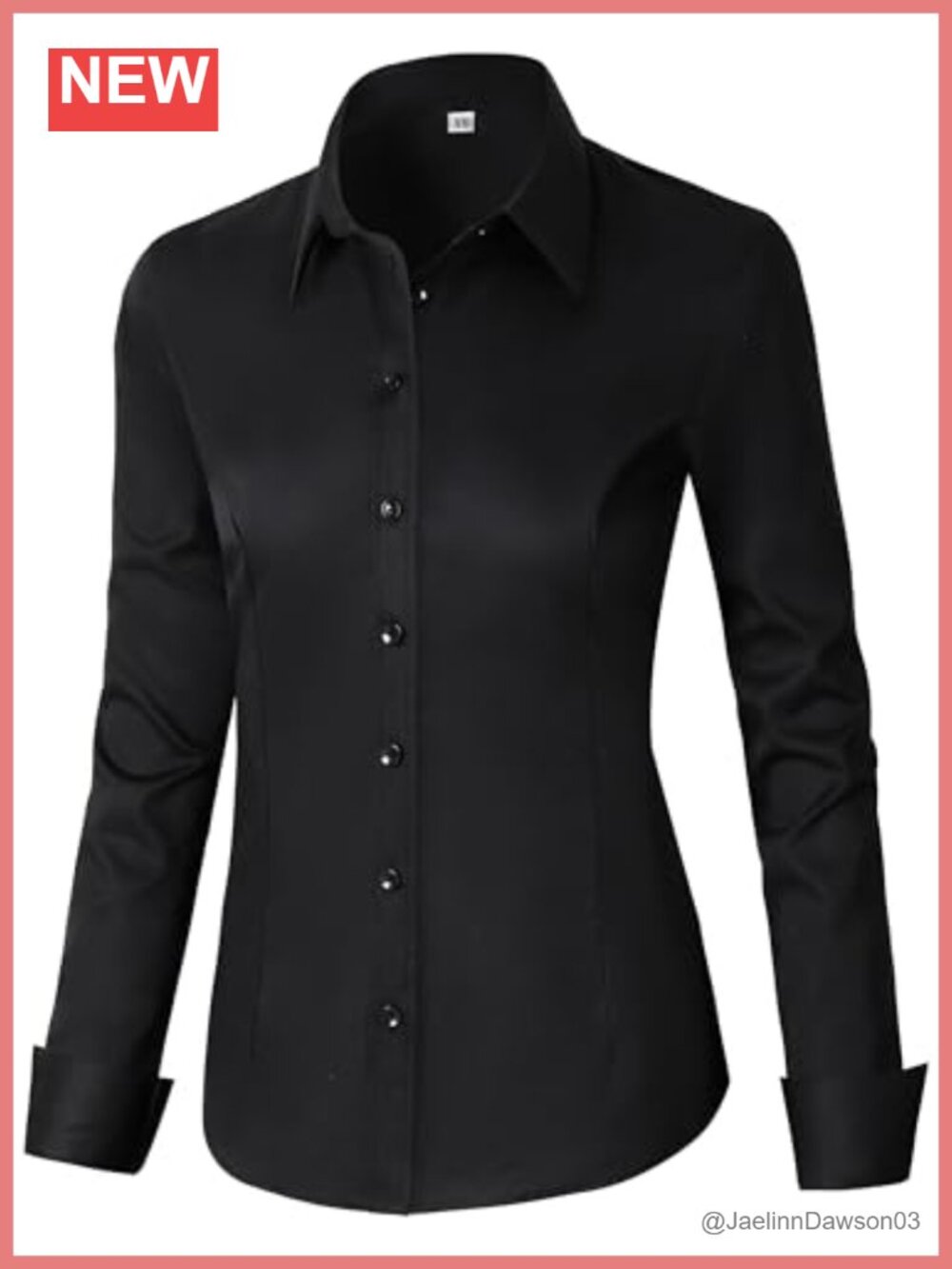 Women's Cotton Button Down Shirt Fitted Long Sleeve Formal Work Blouse
